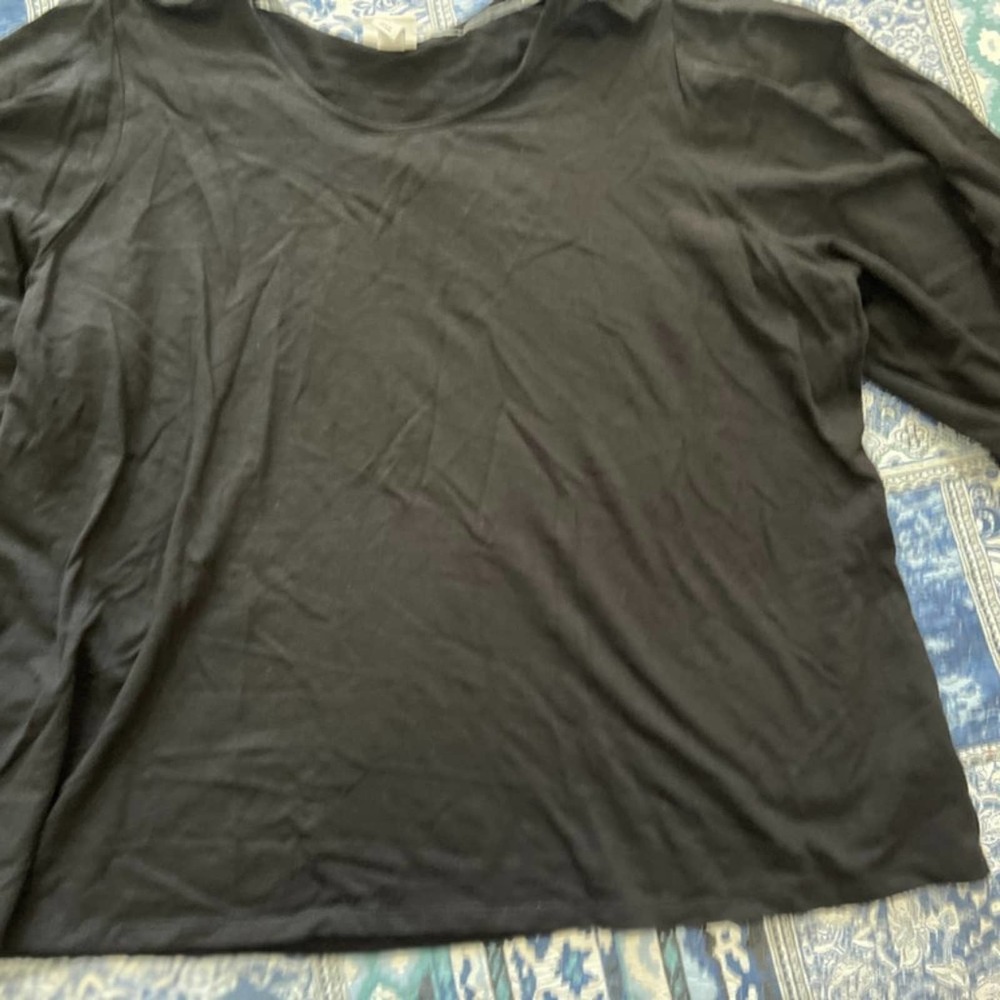 Ava & Viv Women's Balloon Long Sleeve Blouse Black Sz 2X